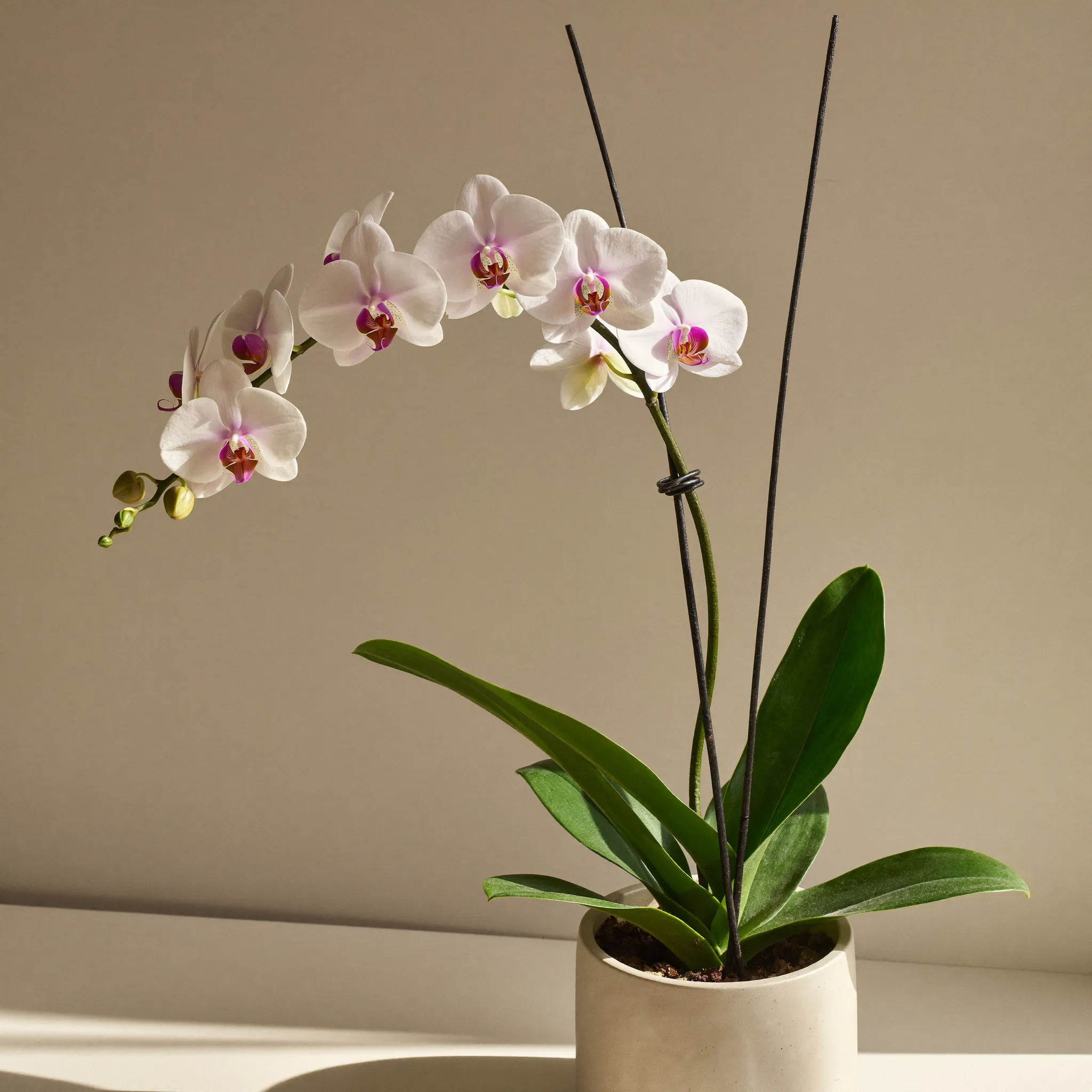 Moth Orchid (Phalaenopsis spp.) in a pot