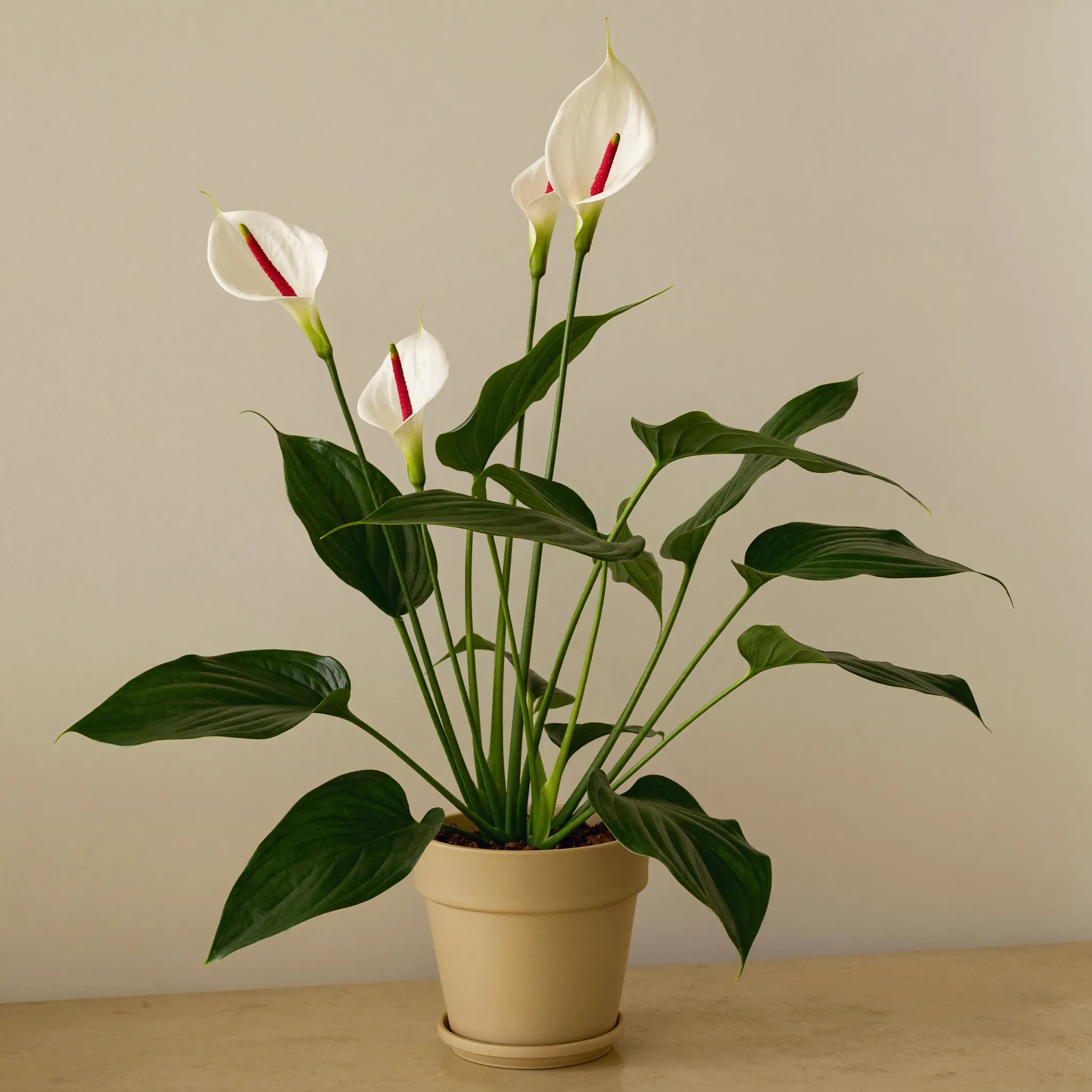Peace Lily (Spathiphyllum wallisii) in a pot