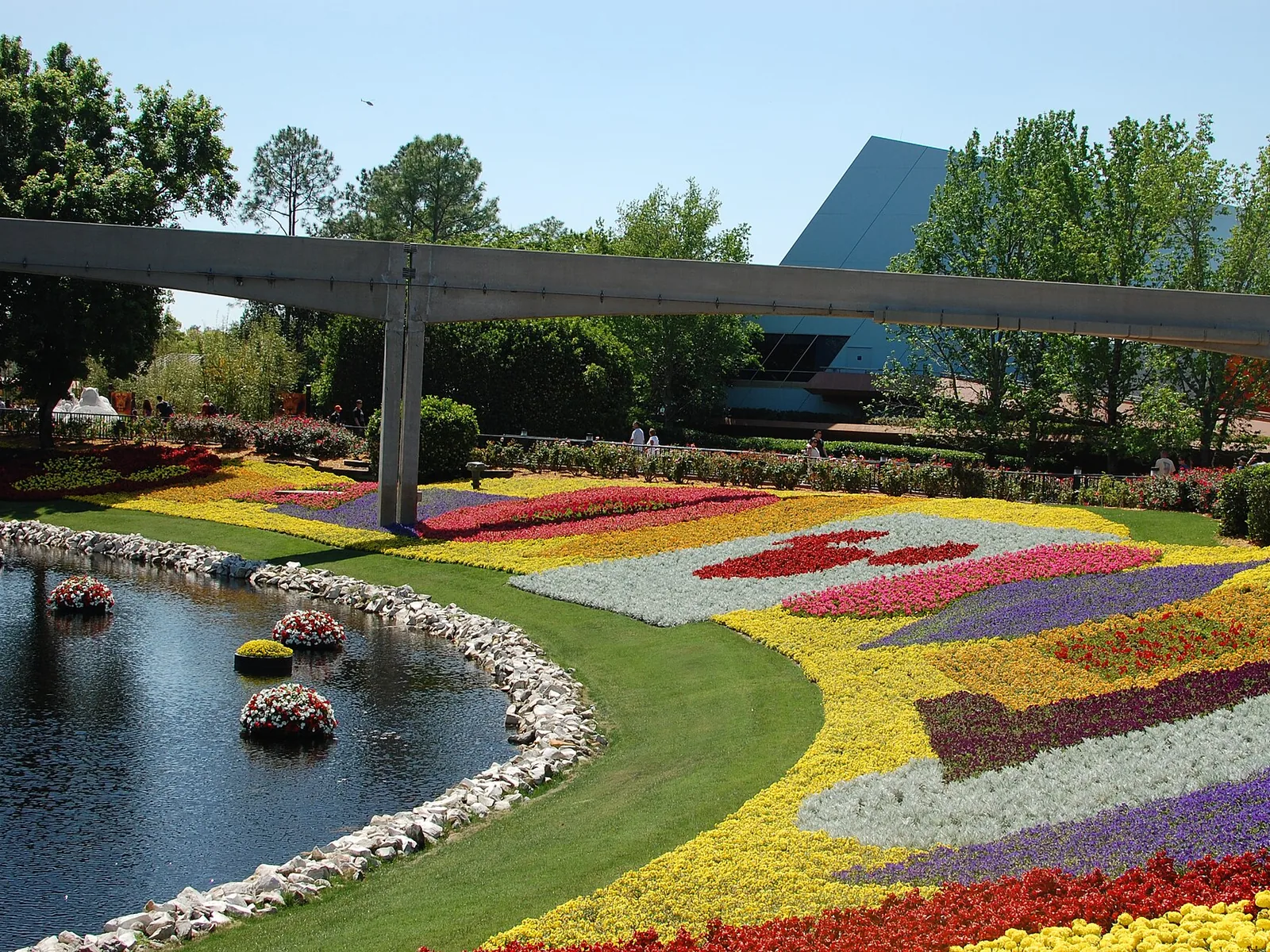 Colourful mixed flower beds at the Epcot Flower & Garden Festival