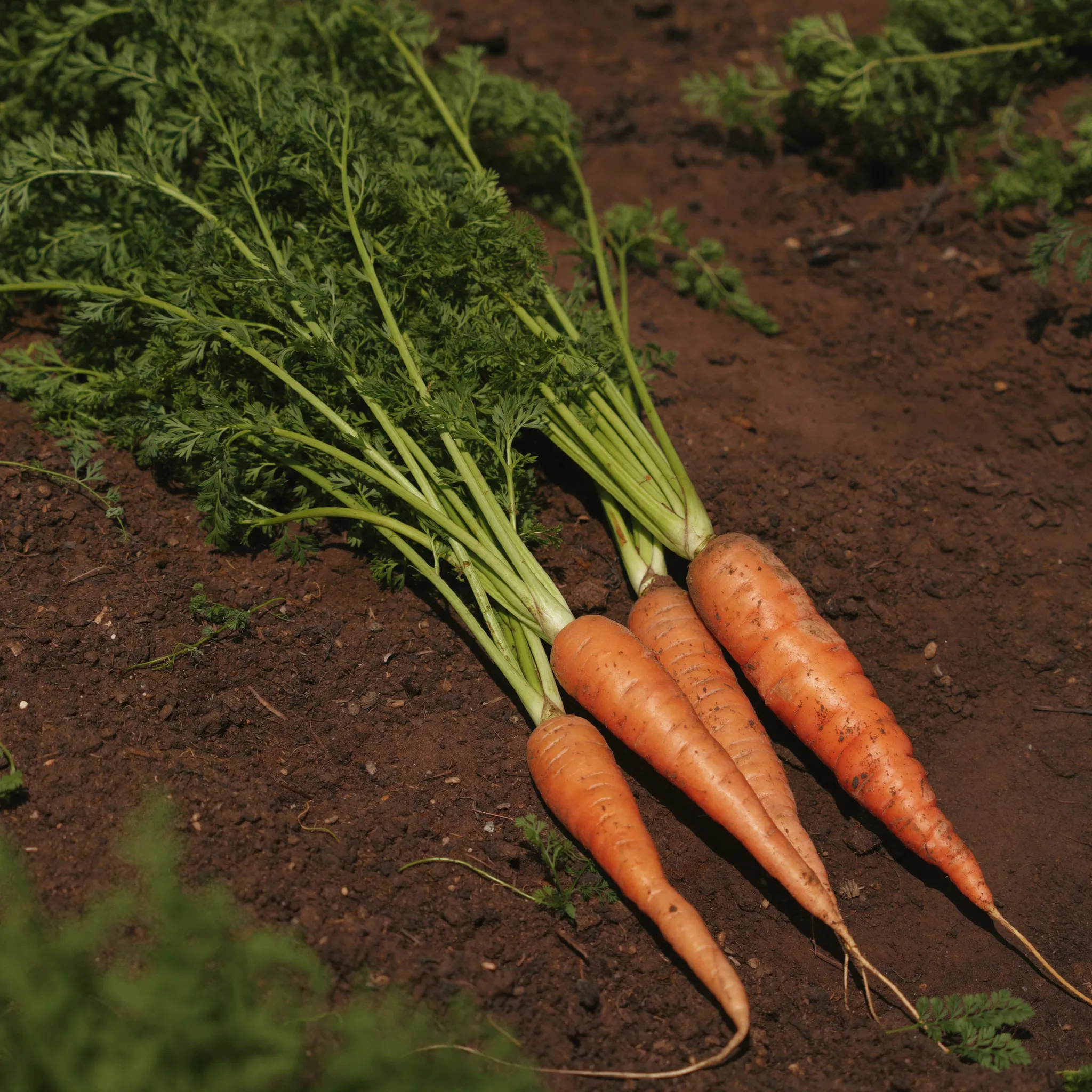 Carrots growing in a garden